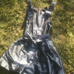 girls formal metallic silver part dress with bows